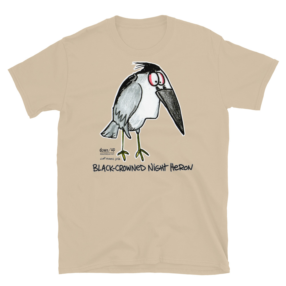 Black-crowned Night Heron — Form Fitting Unisex T-Shirt (Sand)