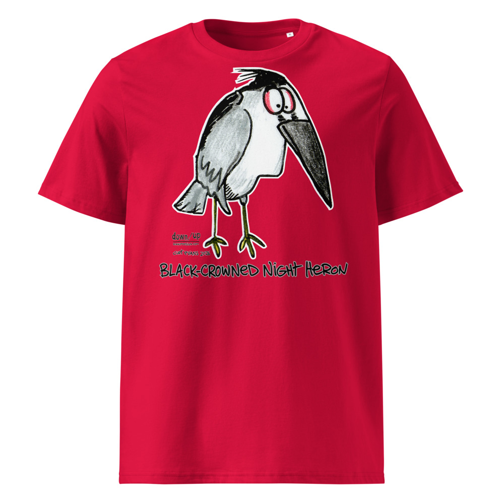 Black-crowned Night Heron — Organic Unisex T-Shirt (Red)