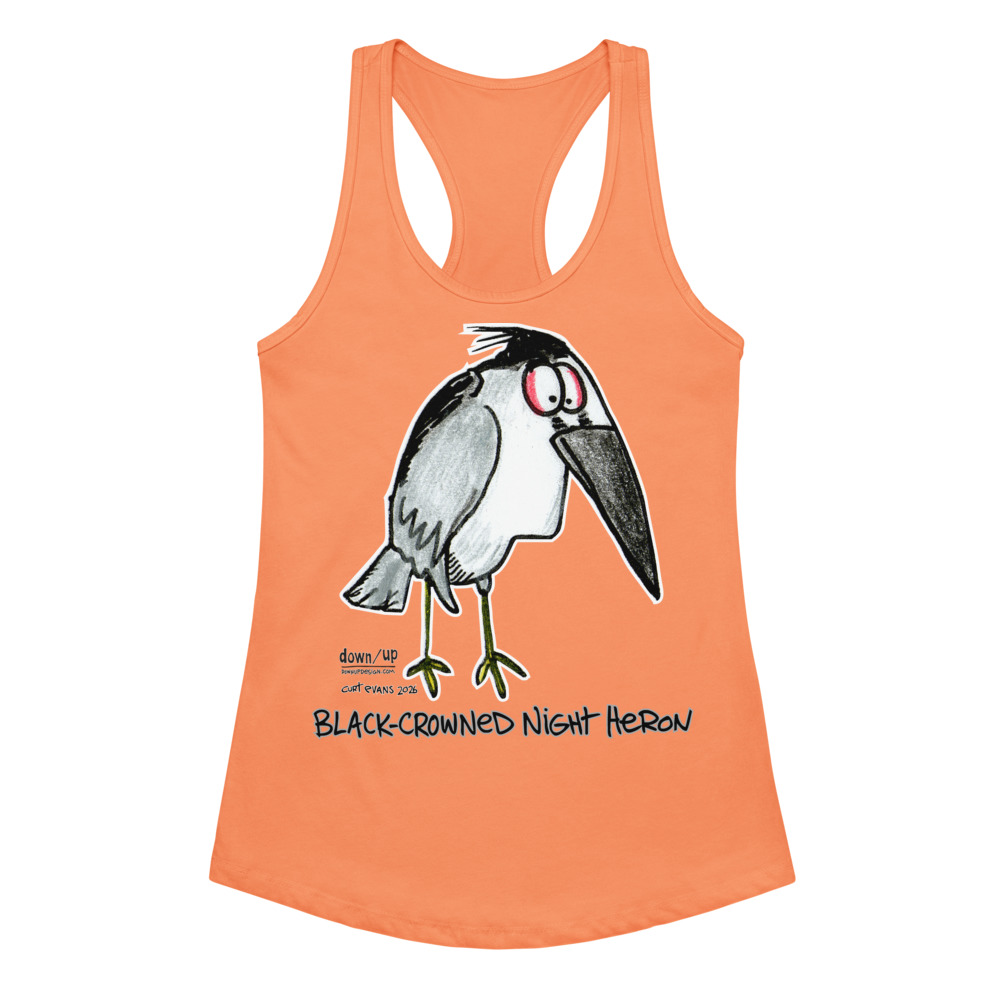 Black-crowned Night Heron — Women's fitted racerback tank top (Light Orange)