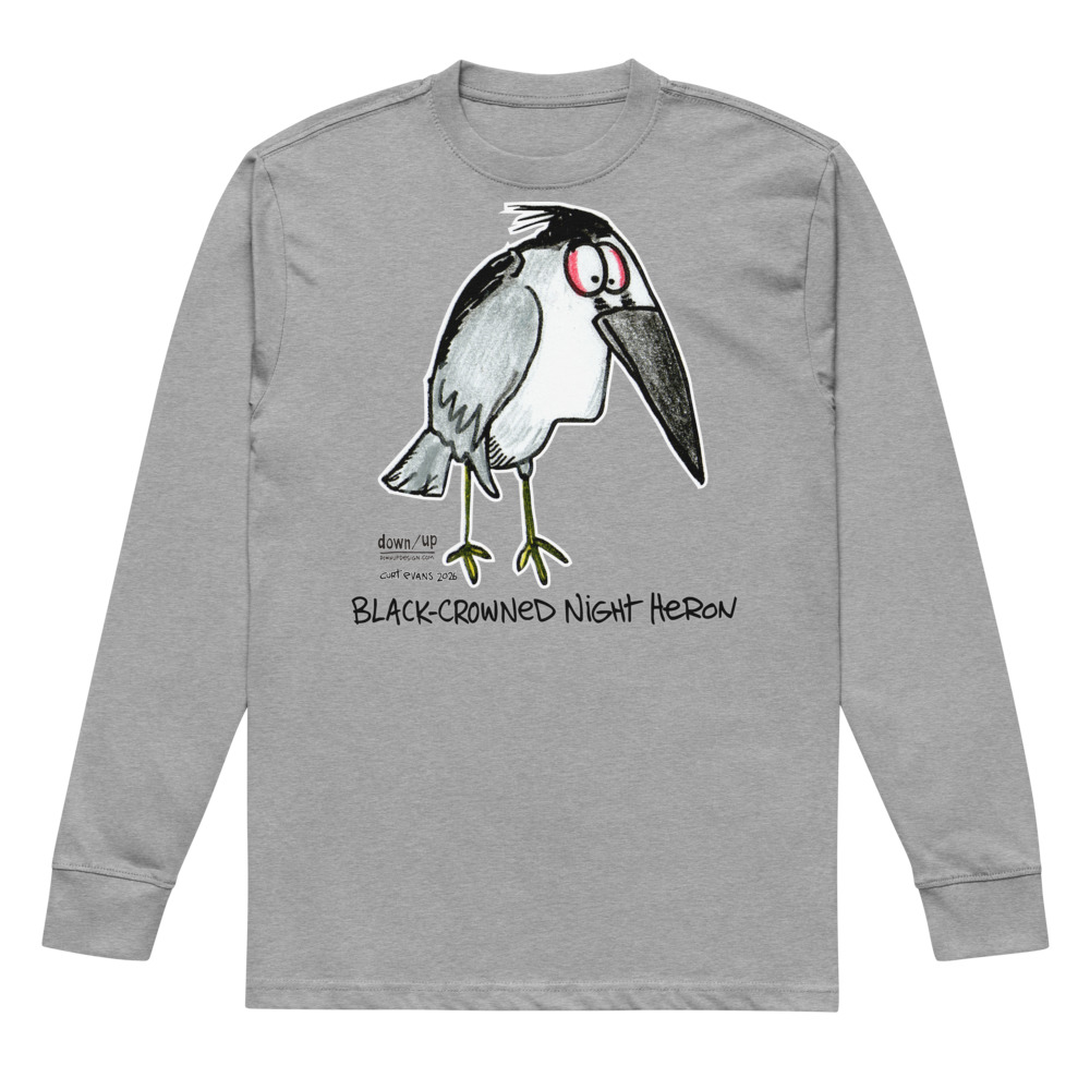Black-crowned Night Heron — Men's Long sleeve T-shirt (Carbon Grey)