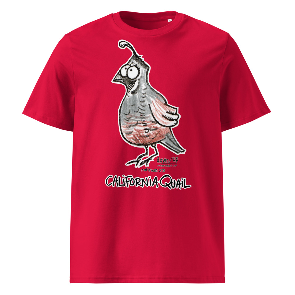 California Quail — Organic Unisex T-Shirt (Red)