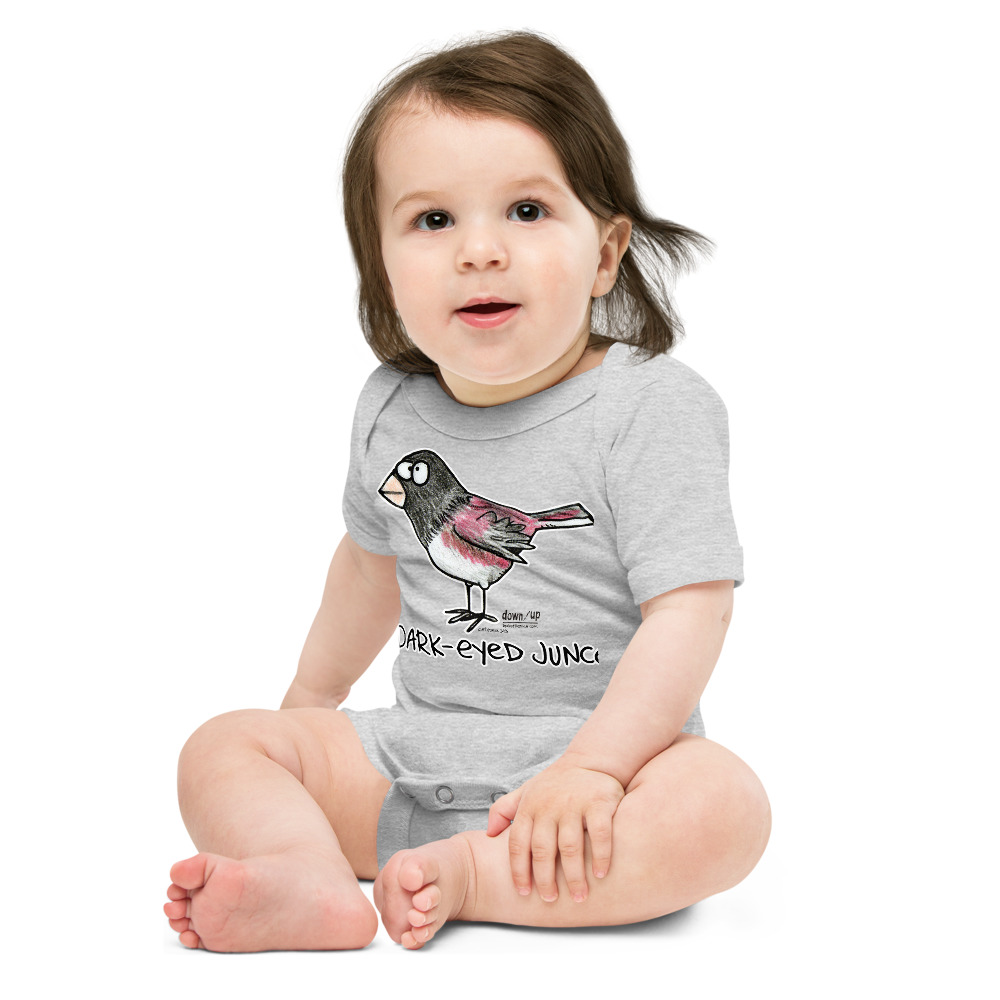 Dark-eyed Junco — Baby Short-sleeve One Piece (Athletic Heather)