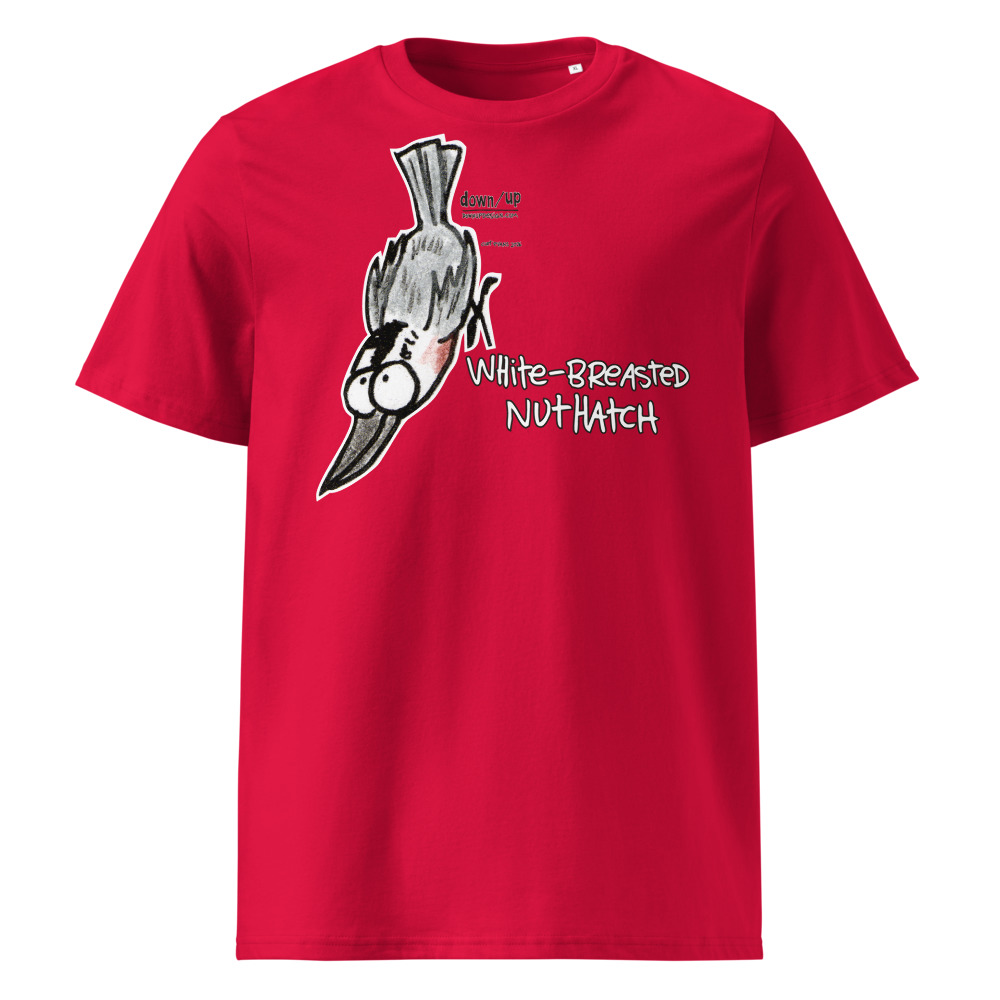 White-breasted Nuthatch — Organic Unisex T-Shirt (Red)