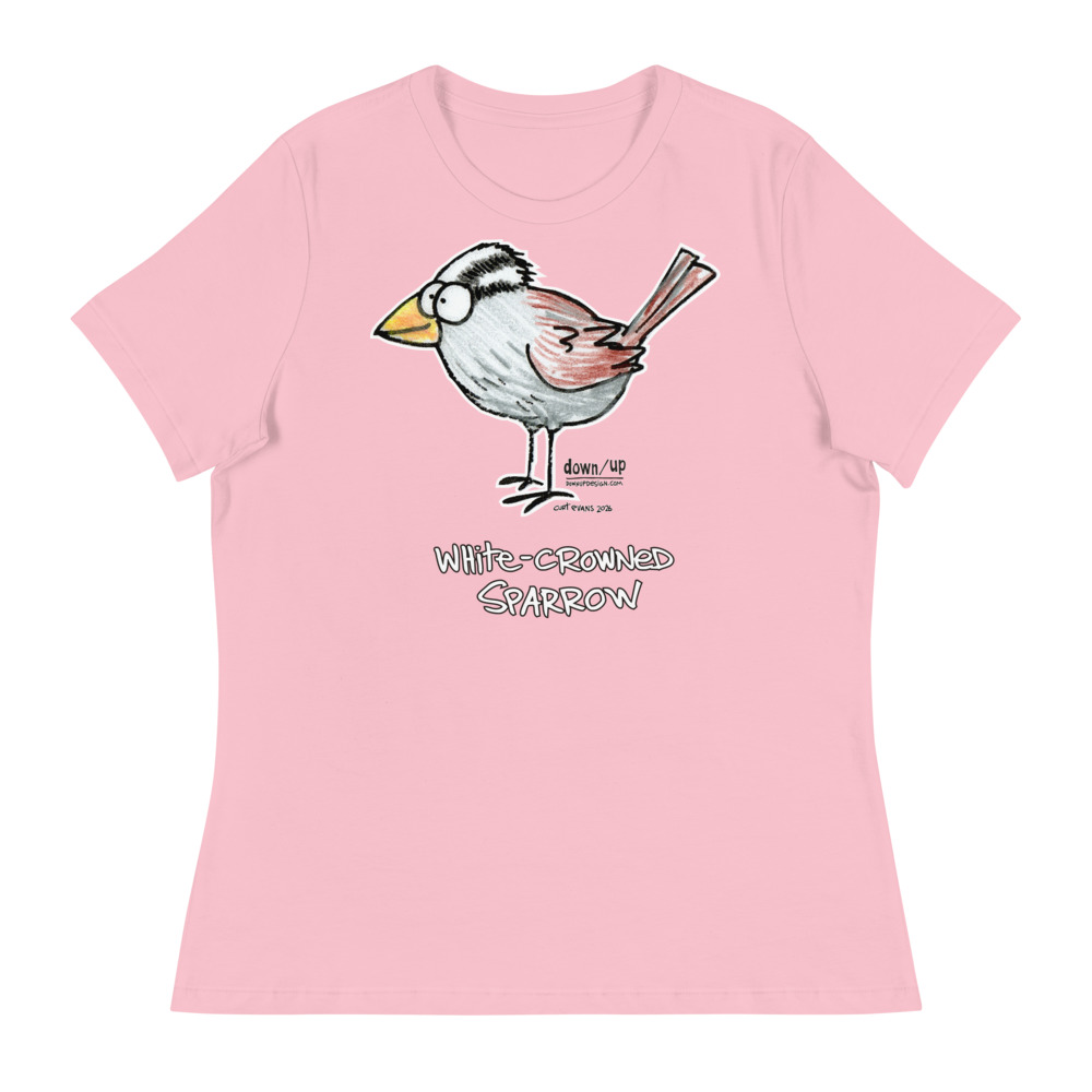 White-crowned Sparrow — Women's Relaxed T-Shirt (Pink)