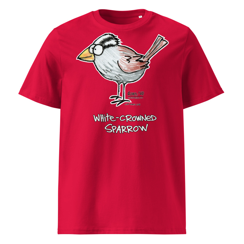 White-crowned Sparrow — Organic Unisex T-Shirt (Red)