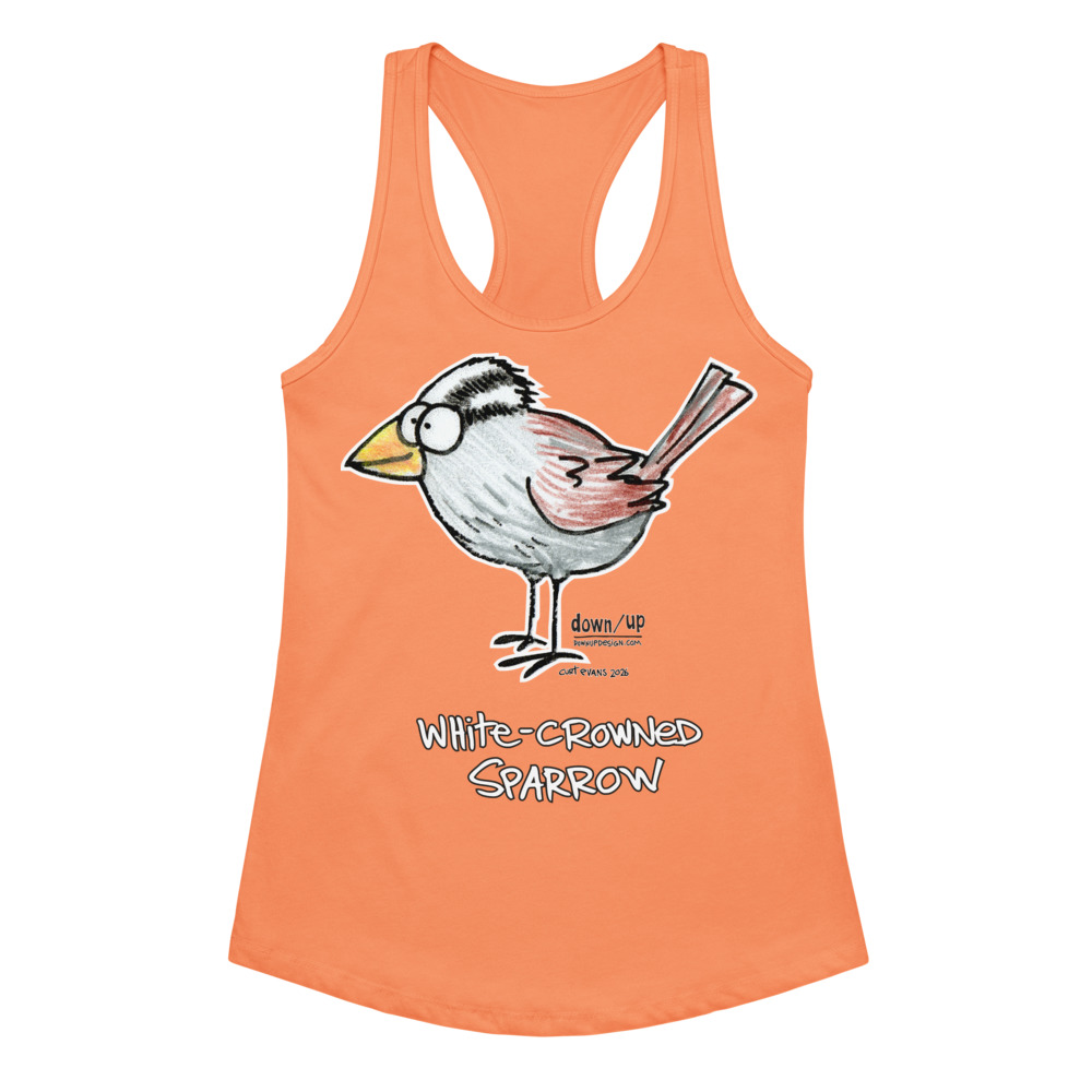 White-crowned Sparrow — Women's fitted racerback tank top (Light Orange)