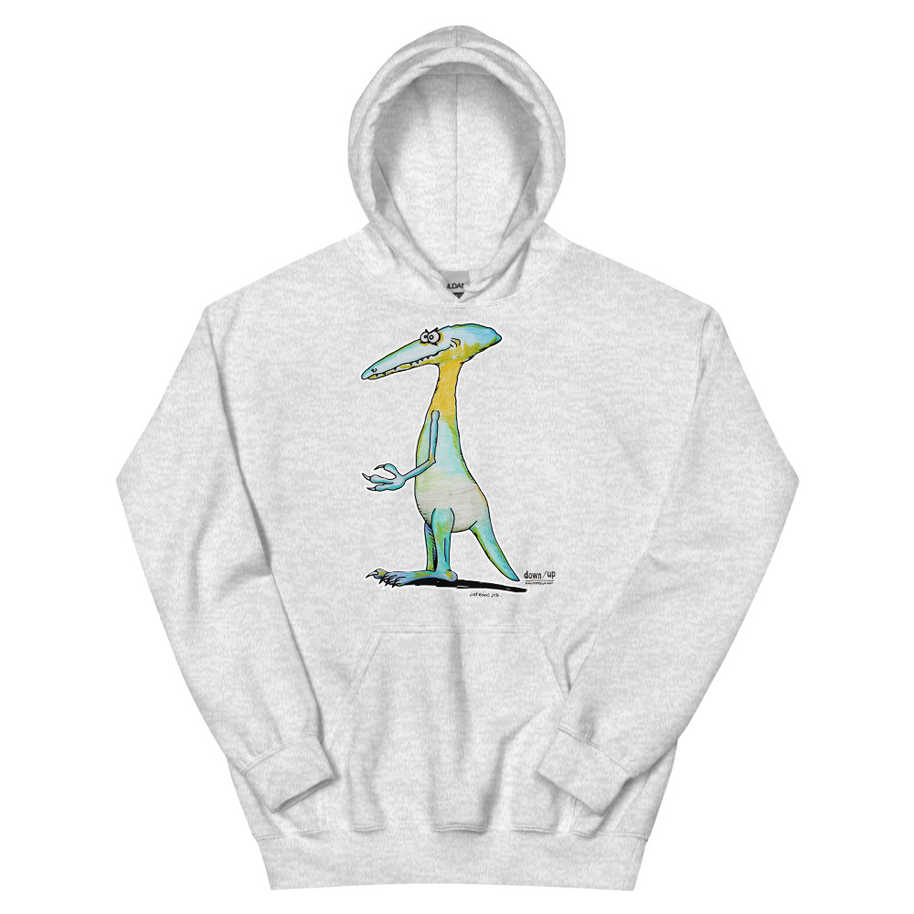 Dino Smiley — Adult Hoodie Sweatshirt (Ash)