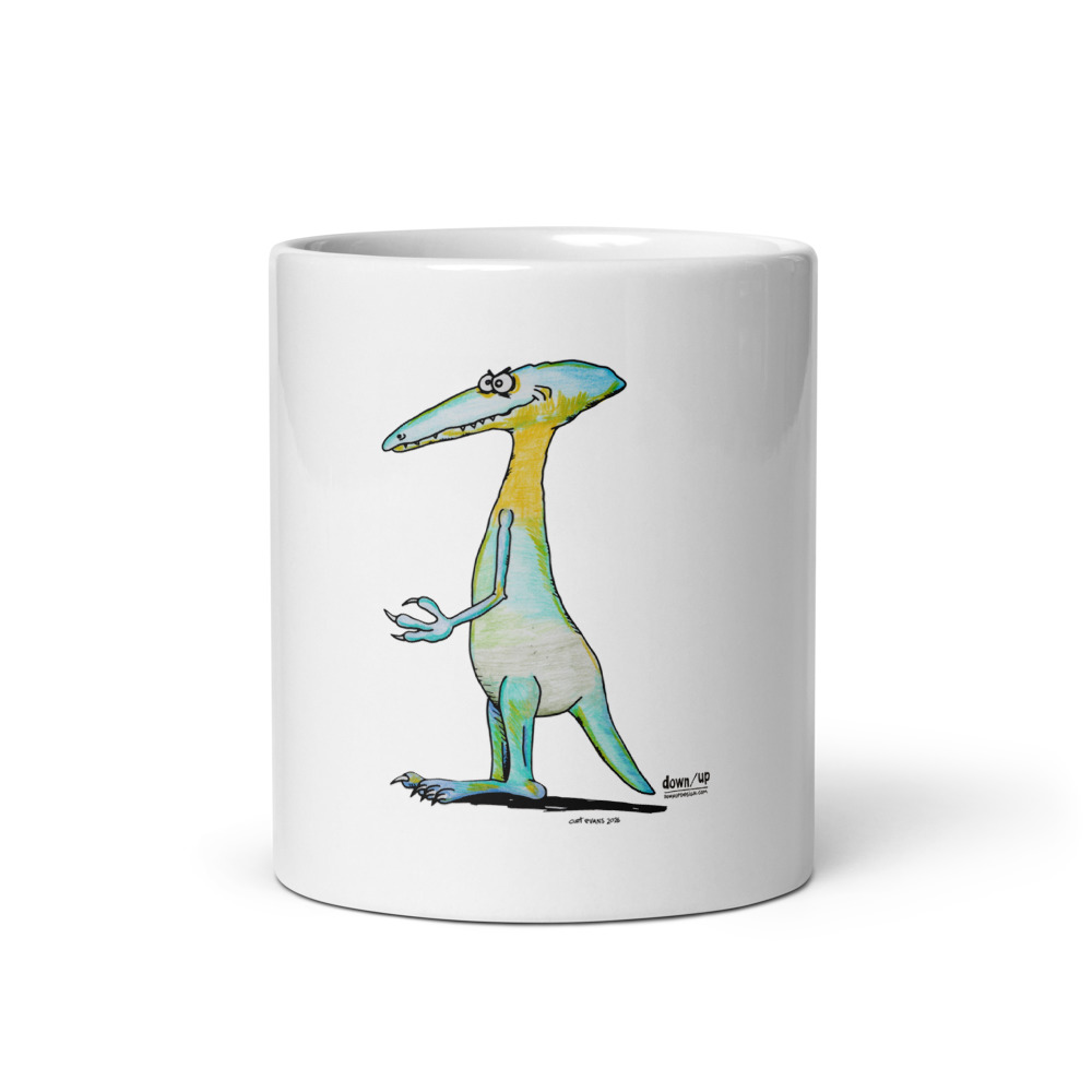 Dino Smiley — White Glossy Mug (White)