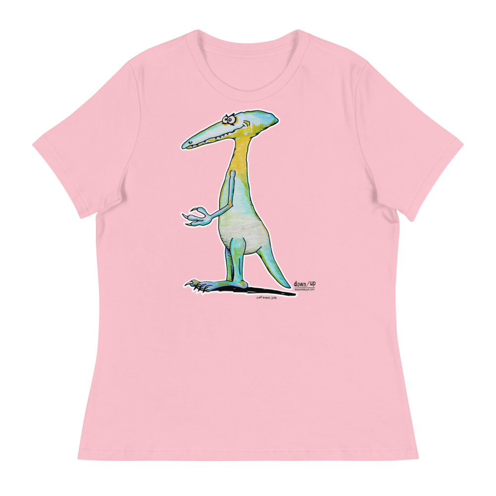 Dino Smiley — Women's Relaxed T-Shirt (Pink)