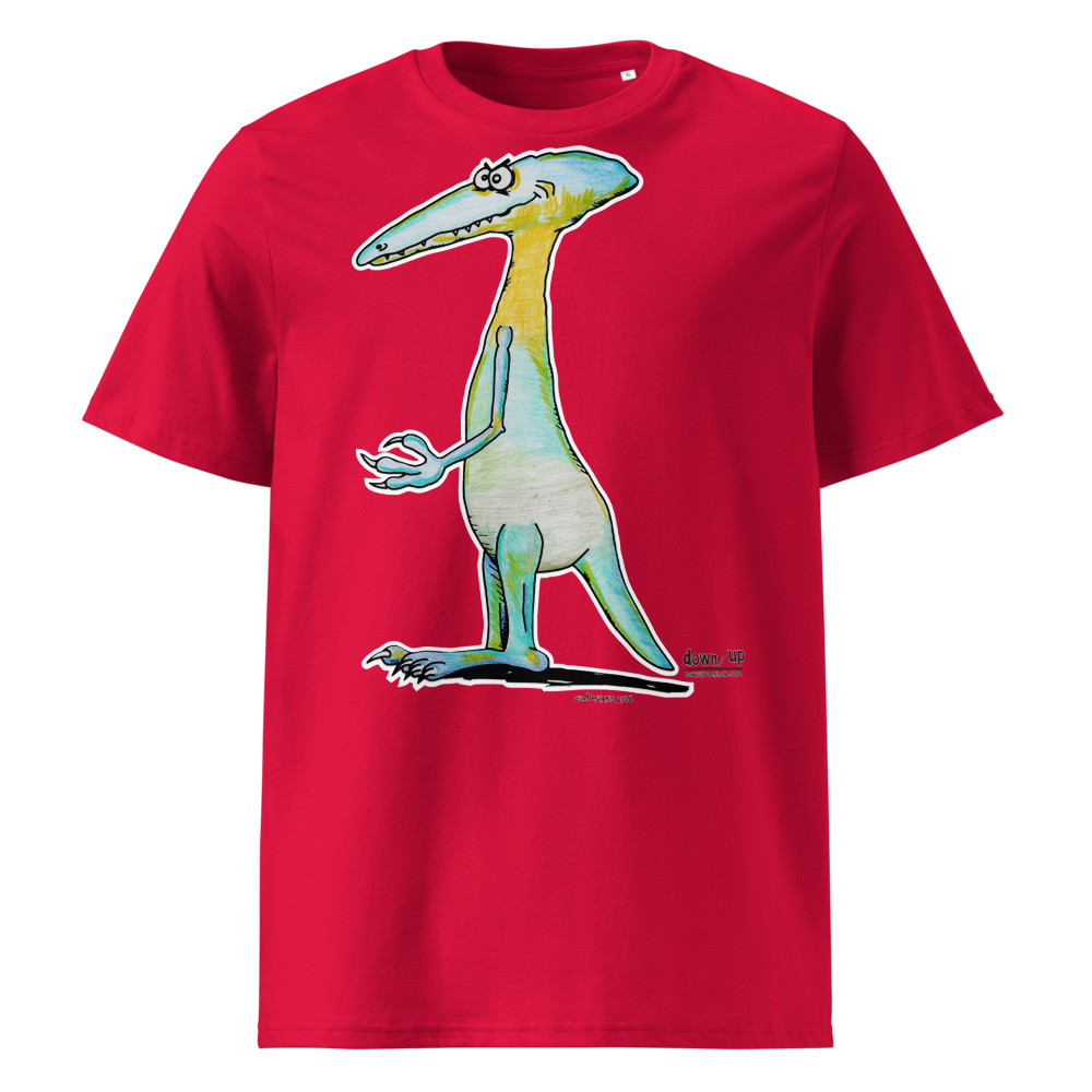 Dino Smiley — Organic Unisex T-Shirt (Red)