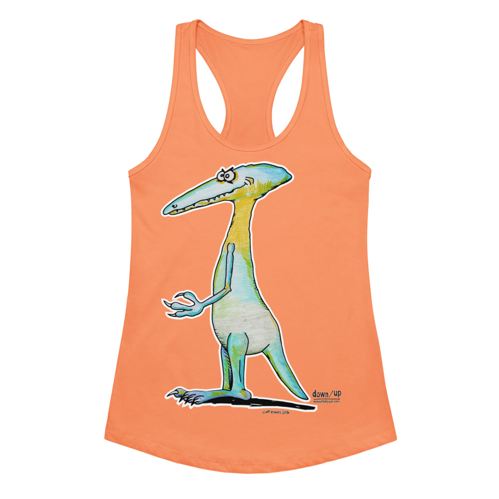 Dino Smiley — Women's fitted racerback tank top (Light Orange)