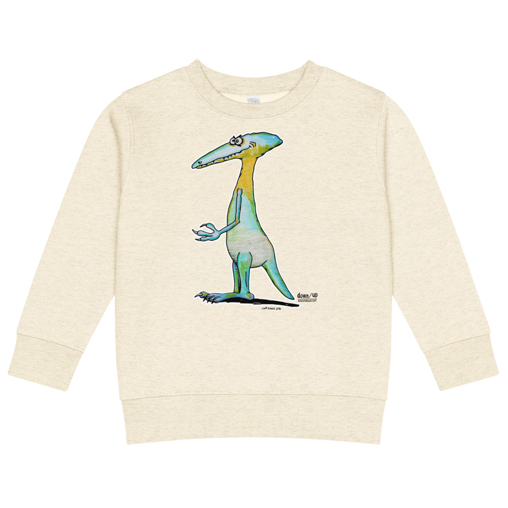 Dino Smiley — Kids Crew Neck Sweatshirt (Natural Heather)